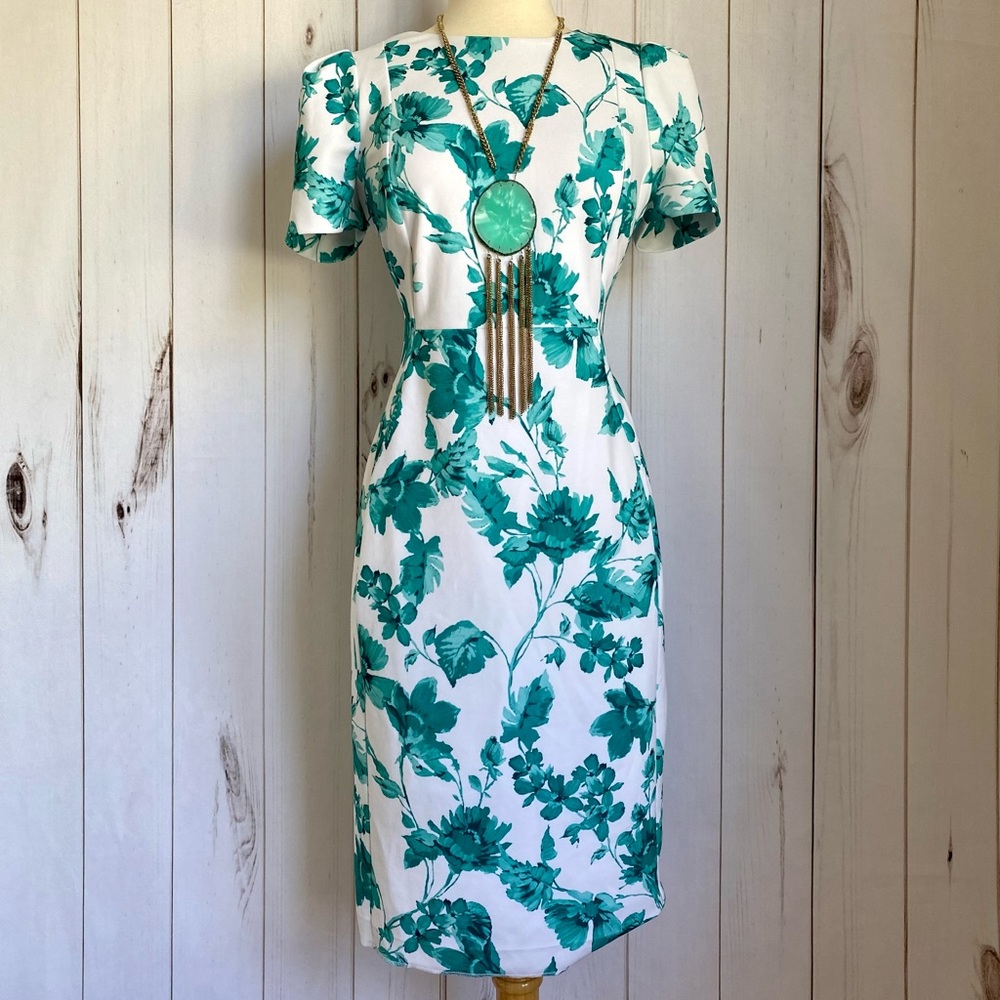 Floral Calvin Klein Dress with Puffed Sleeves
